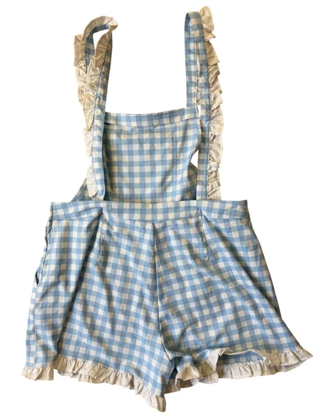 Cinnamoroll Sanrio Gingham Strawberry Ruffle Shortalls Womens XL Kawaii Picnic